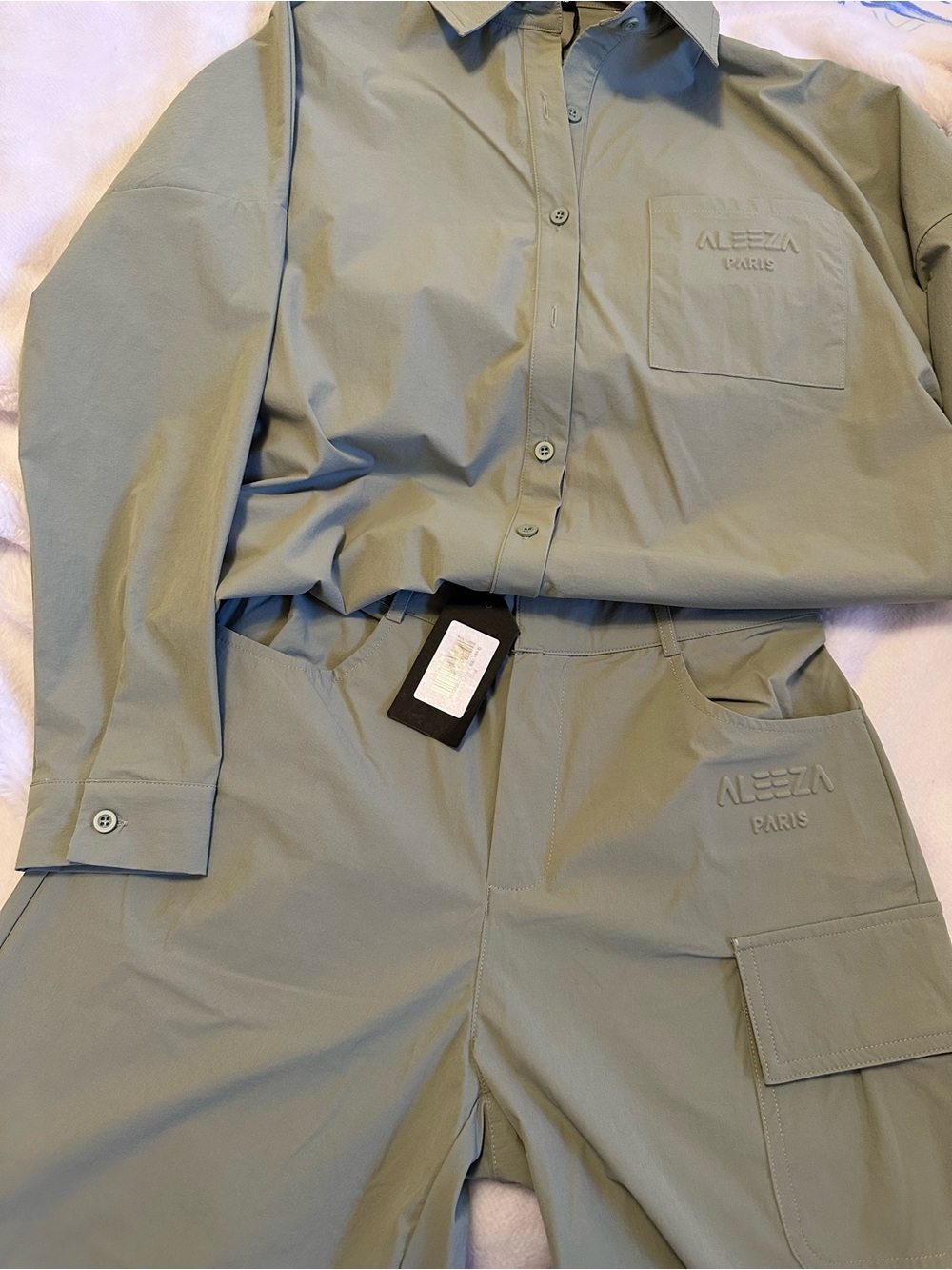 Aleeza Paris sage green Urban Set with pants 28” inseam This is a $300 set